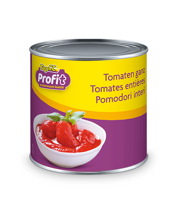Eine Dose TopCC profit Tomaten ganz