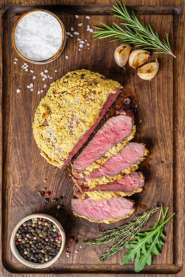 Rumpsteak mit Zwiebelkruste